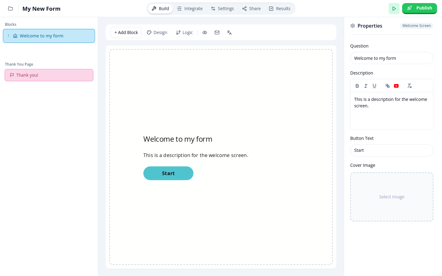 Click Start from scratch to create a blank canvas