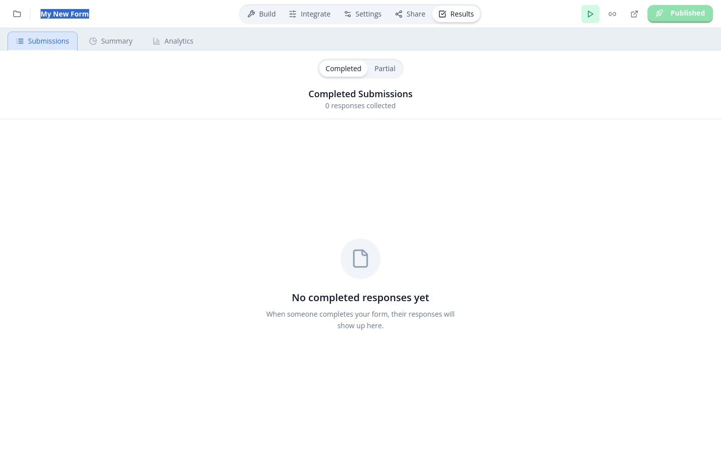 Click Results to view form results
