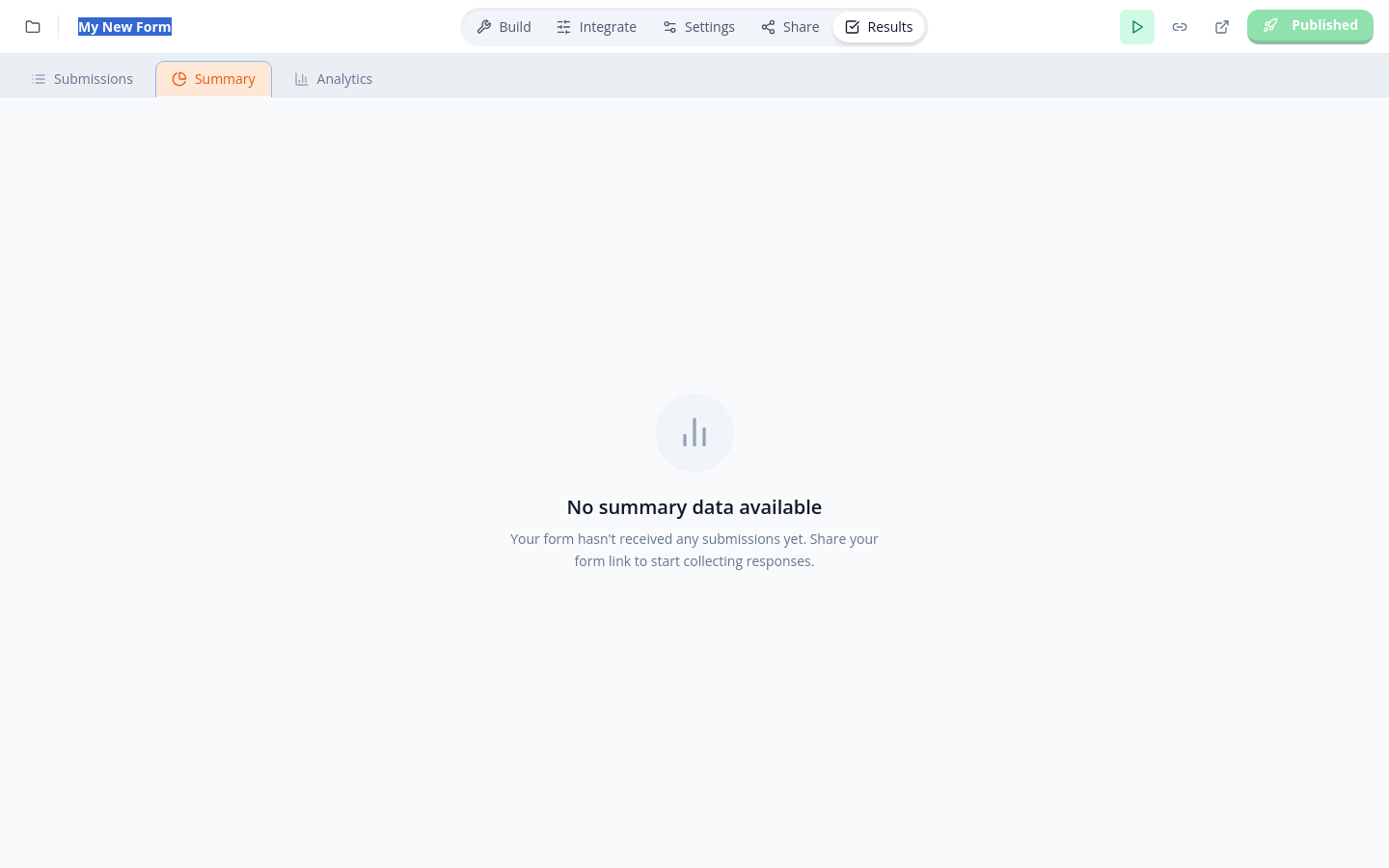Click Build to access form building options