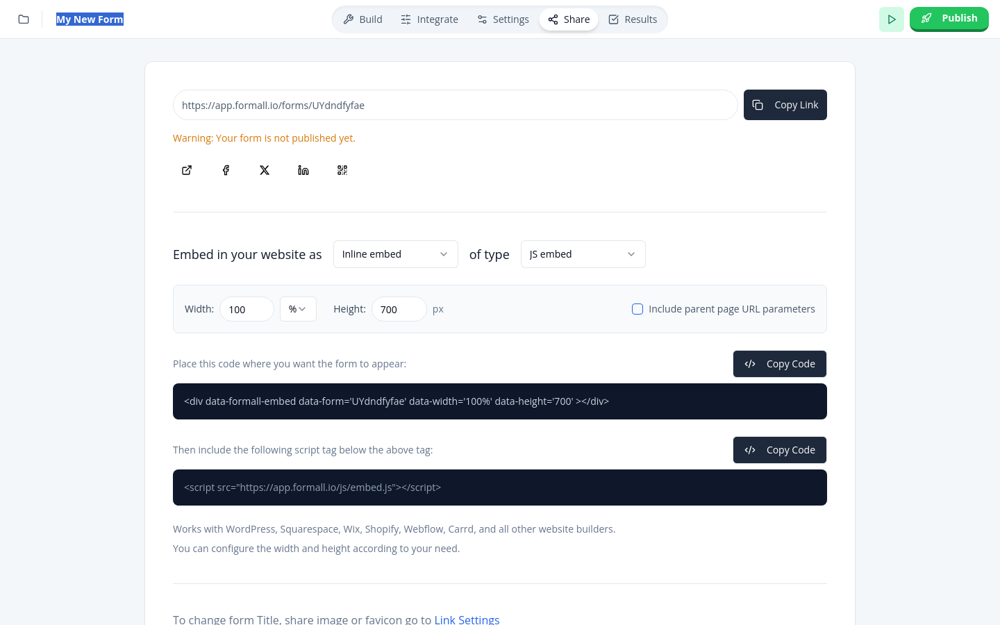 Click Share to access sharing options