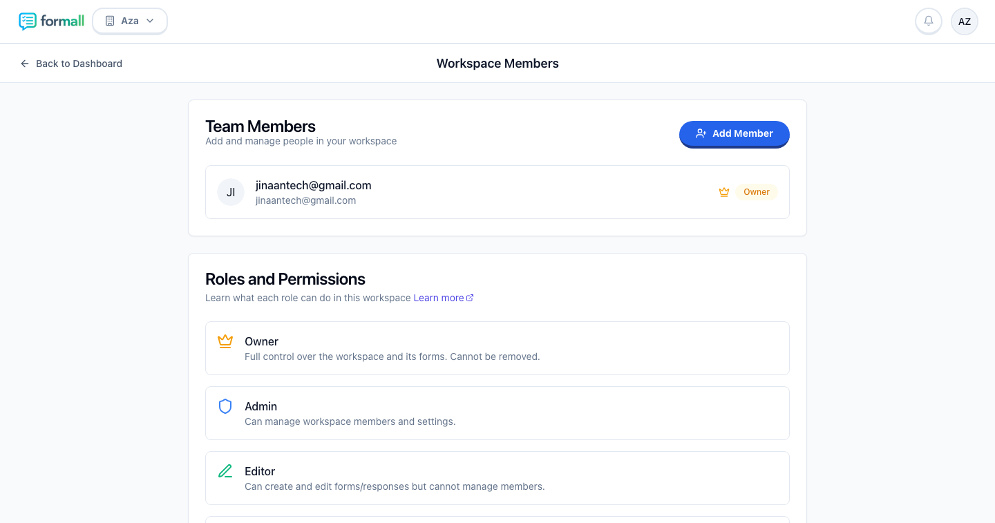 Click Add Member to open the member addition form